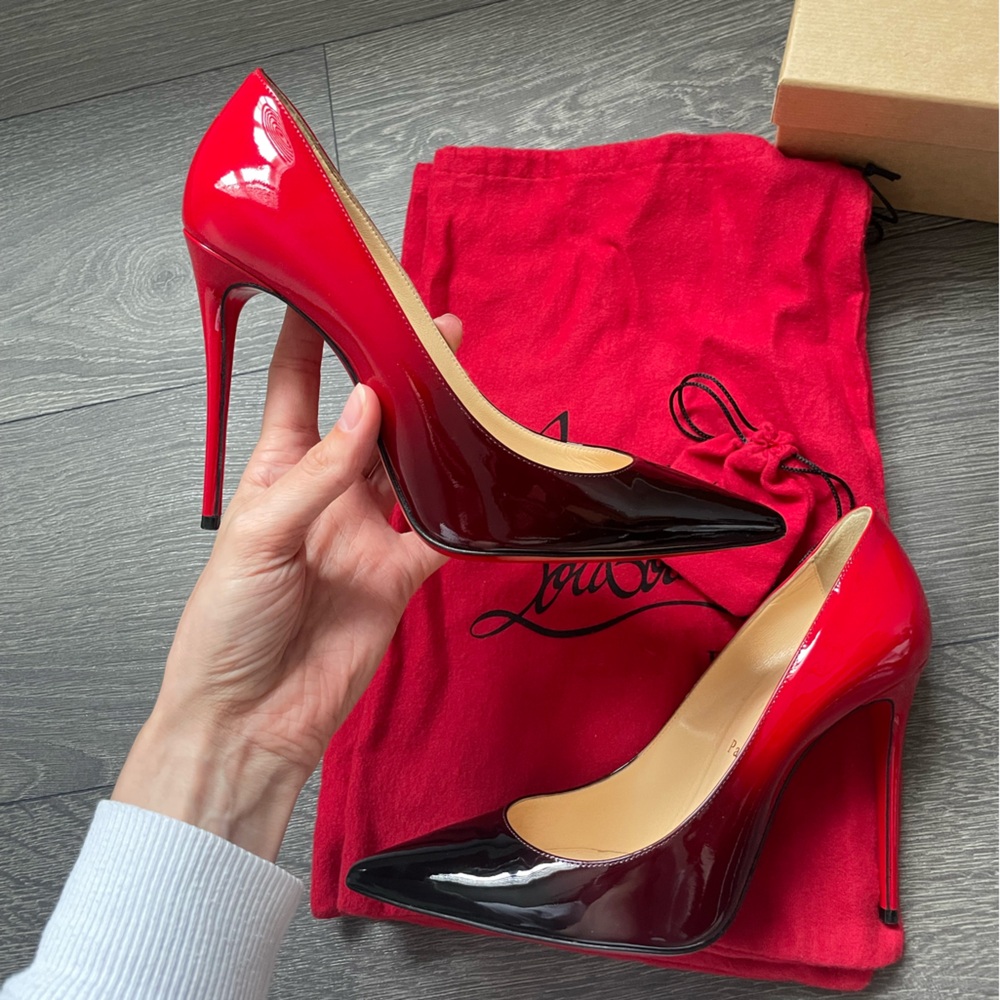 Christian Louboutin So Kate Glossy Red and Black Heels